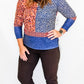 Multiples Cinnamon & Navy 3/4 Sleeve Top