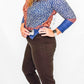 Multiples Cinnamon & Navy 3/4 Sleeve Top