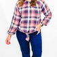 Charlie B Plaid Blouse with Front Knot - Variety