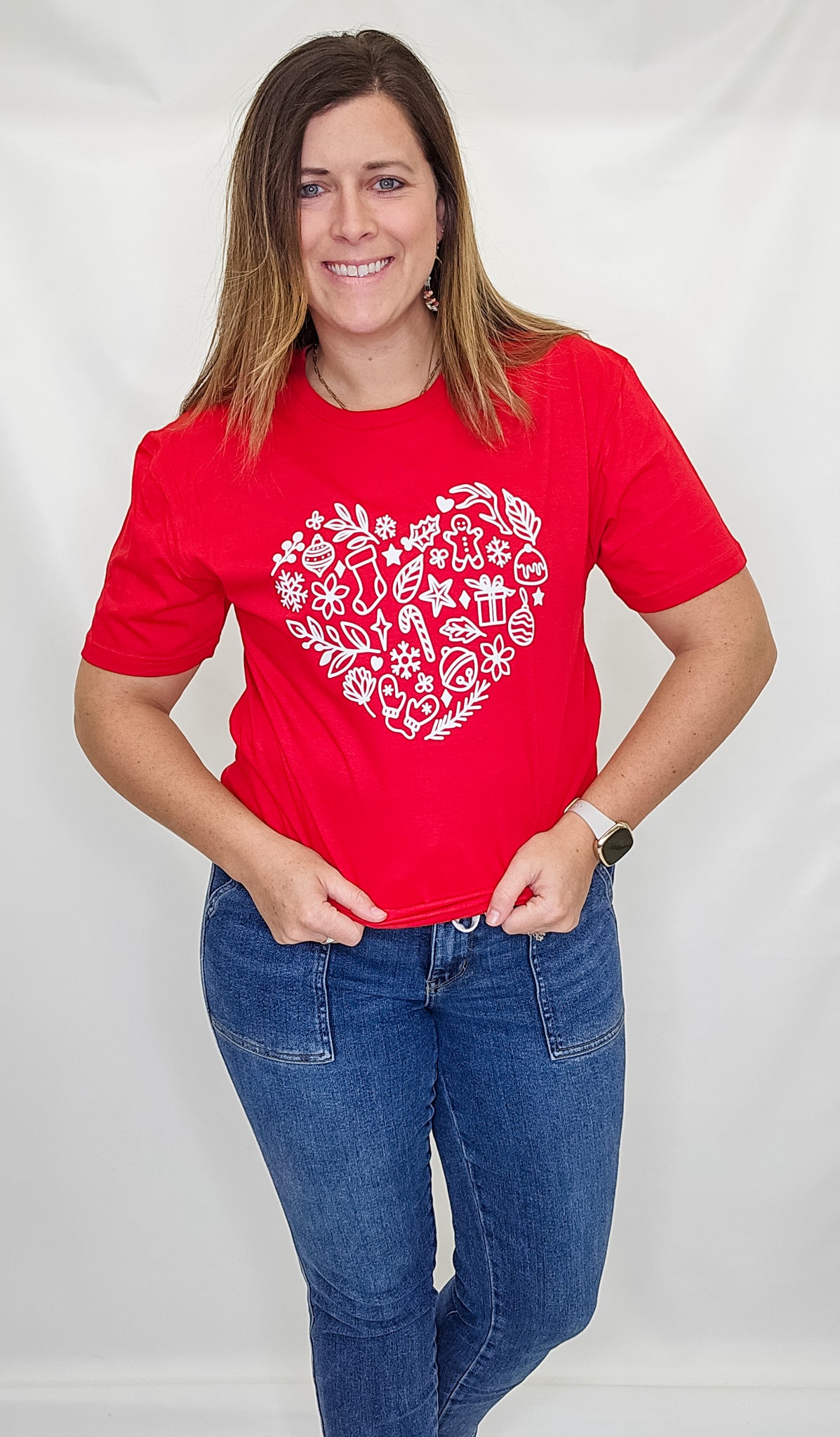 Christmas Heart Cherry Red Graphic Tee