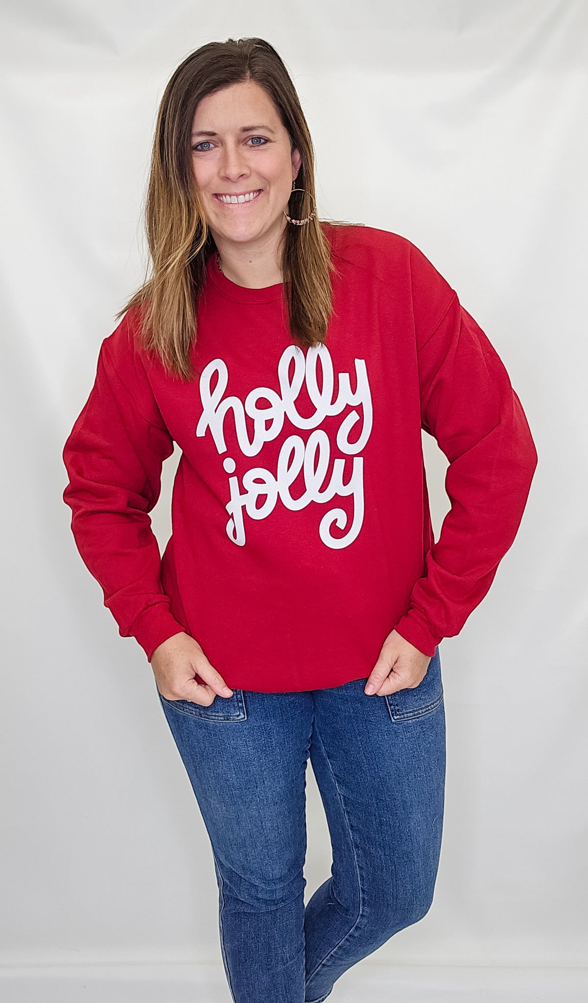 Holly Jolly Cardinal Red Crew Neck