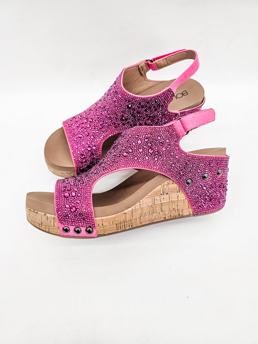 Corkys Fuchsia Rhinestones Ashley Wedge