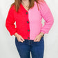 Red & Pink Button Up Sweater