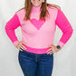 Pink Heart Mock Neck Sweater