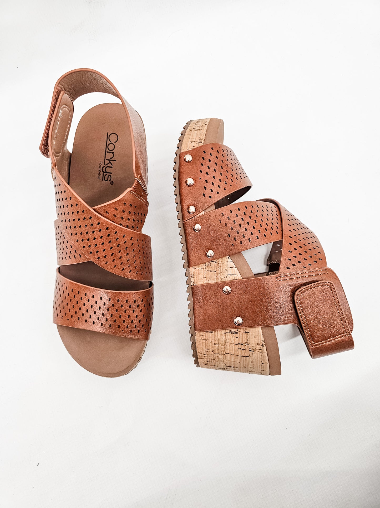 Corkys Cognac Guilty Pleasure Wedge Sandals