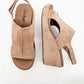 Corkys Camel Faux Suede 2 Carley Wedge Sandals