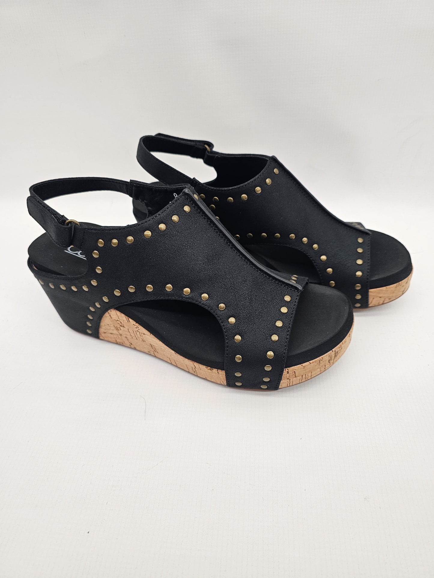 Corkys Black Oil Studs Carley Wedges