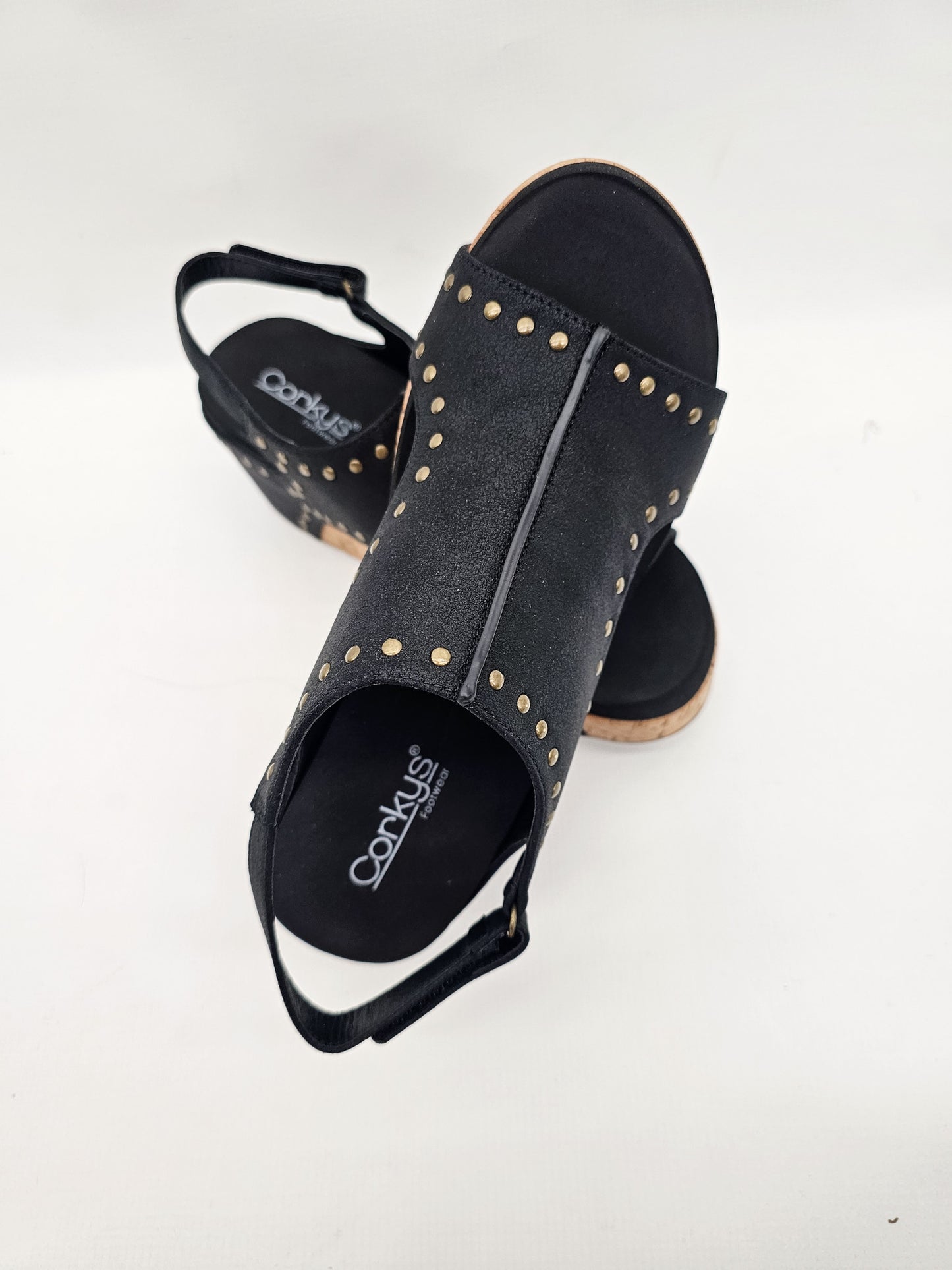 Corkys Black Oil Studs Carley Wedges