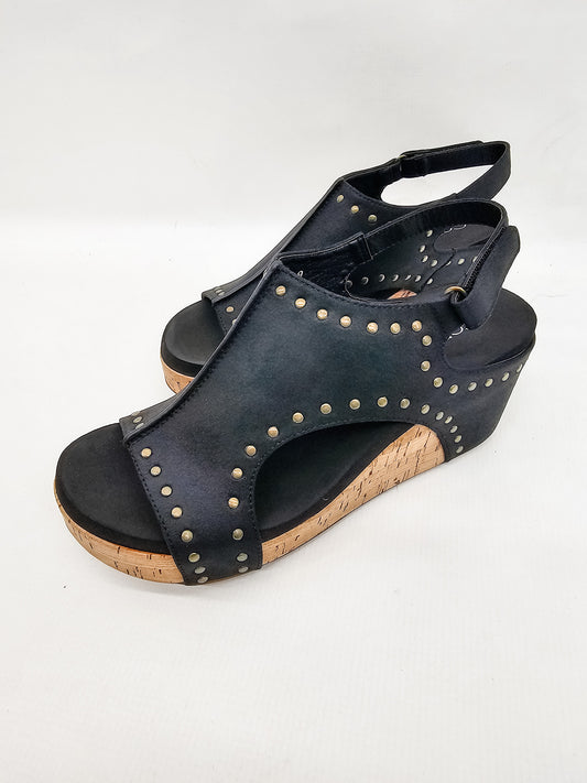 Corkys Black Oil Studs Carley Wedges