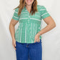 Tribal Kelly Green Flare Top with Buttons