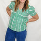 Tribal Kelly Green Flare Top with Buttons