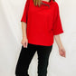 Multiples Red & Black Cowl Neck Top with Zipper