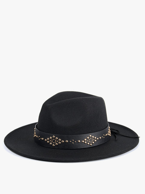 Jen & Co Glinda Grommet Trim Wide Brim Fedora