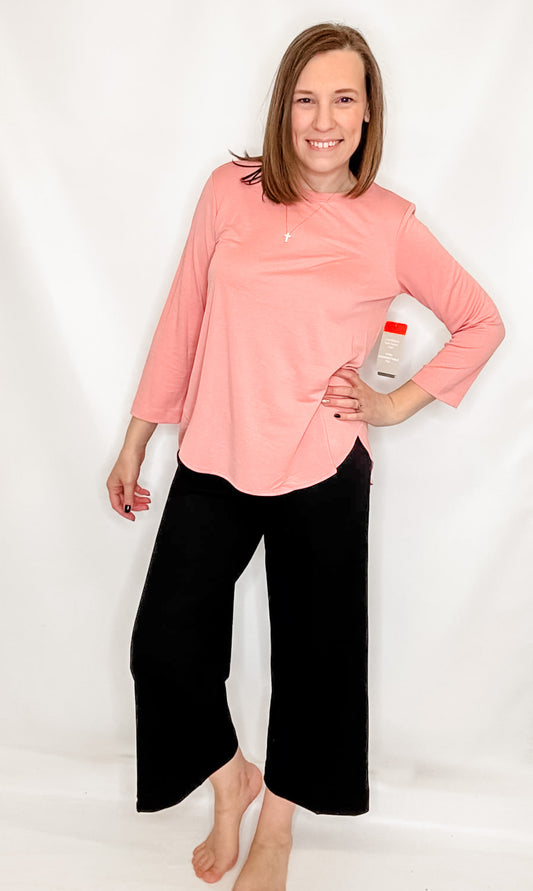 Multiples Blush, Three-Quarter Sleeve Tulip Hem Top