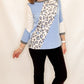 Multiples Cornflower & Leopard 3/4 Sleeve Top