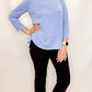 Multiples Cornflower Blue, 3/4 Sleeve Tulip Hem Top