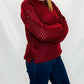 Charlie B Cabernet Net Stitch Sleeve Sweater