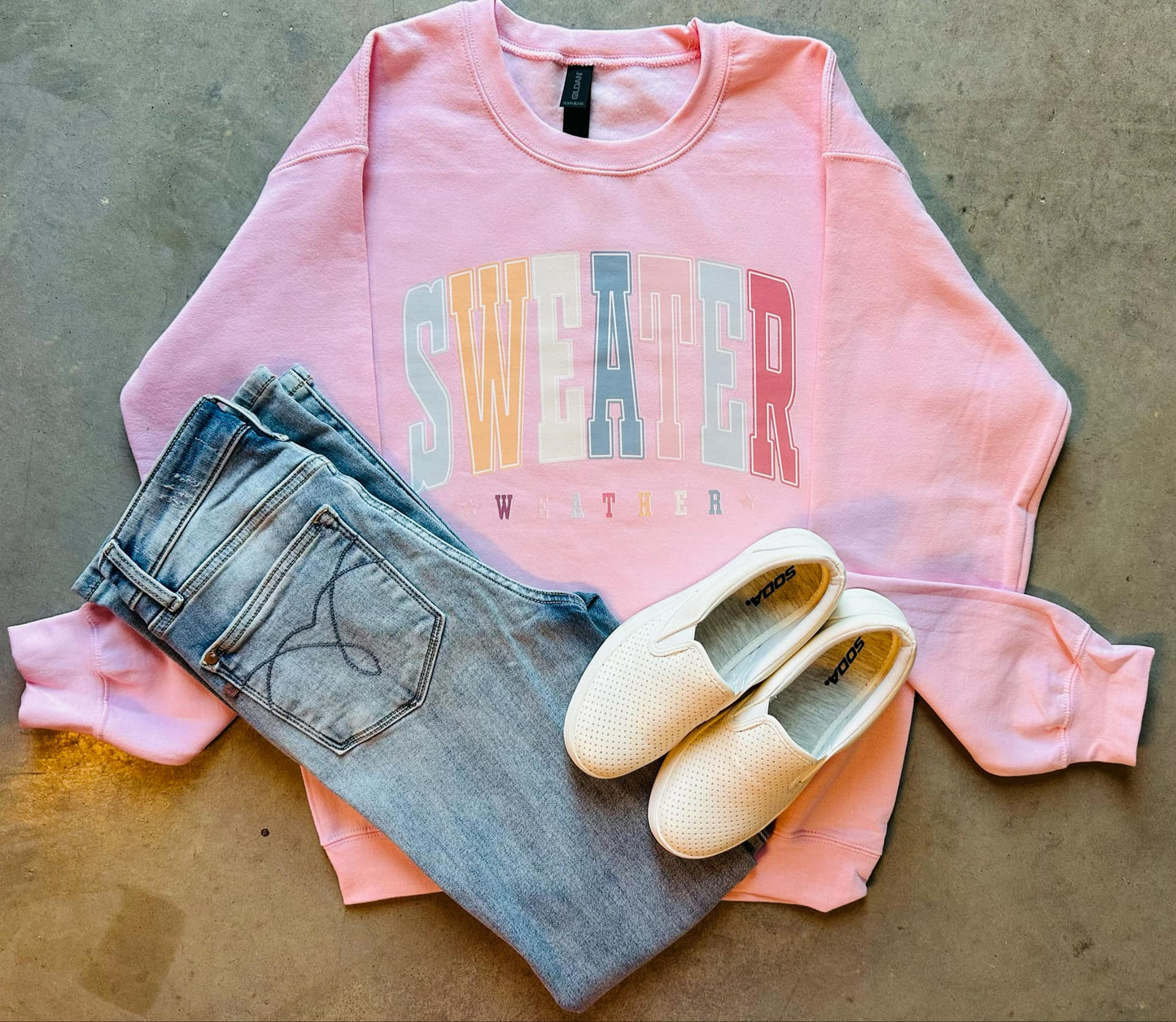 Pre-Order: Sweater Weather Lt Pink Sweatshirt