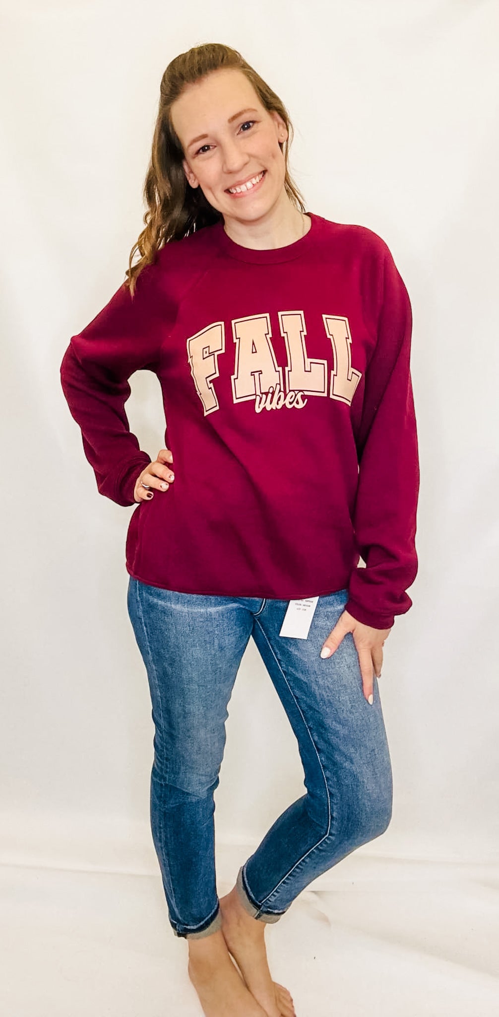 Fall Vibes Maroon Graphic Sweatshirt