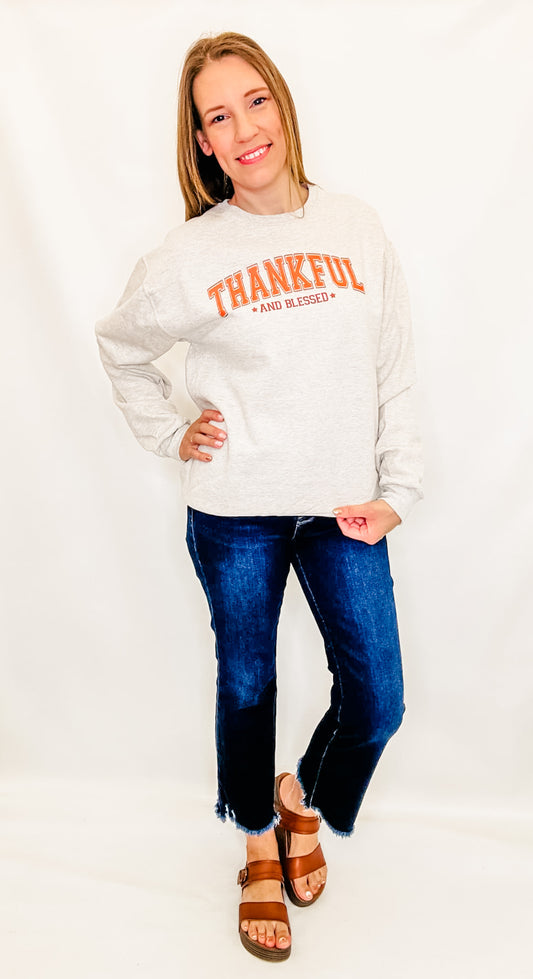 Thankful and Blessed Oatmeal Heather Sweatshirt