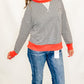 Cream, Orange & Charcoal Striped Sweatshirt