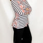 Multiples Black Stripe & Pink Floral 3/4 Sleeve Top