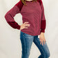 Burgundy Ribbed Knit Long Sleeve Top