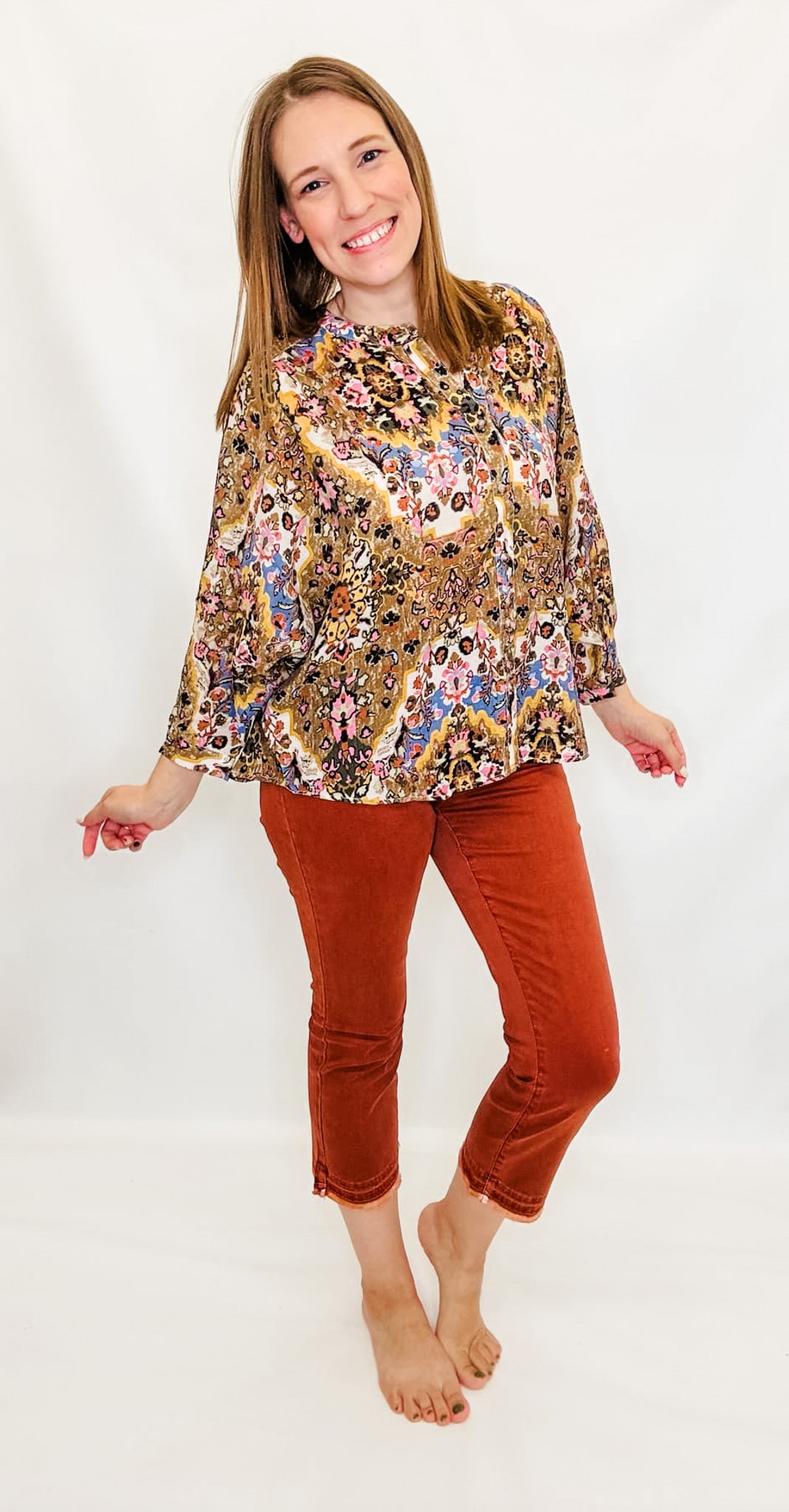 Tribal Grape Dolman Sleeve Blouse