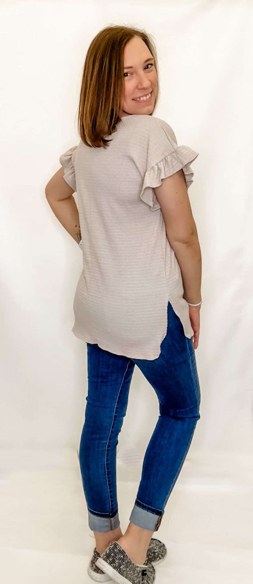 Textured, Ruffle Short Sleeve Top - Variety