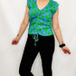 Tribal Green & Blue Floral Cinched Top