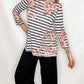 Multiples Black Stripe & Pink Floral 3/4 Sleeve Top