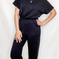 Black Scuba Knit Short Sleeve Jumpsuit