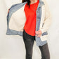 Denim Jacket Trim Ribbed Cardigan