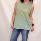 Sage Green Patch Stripe Sleeveless Tank