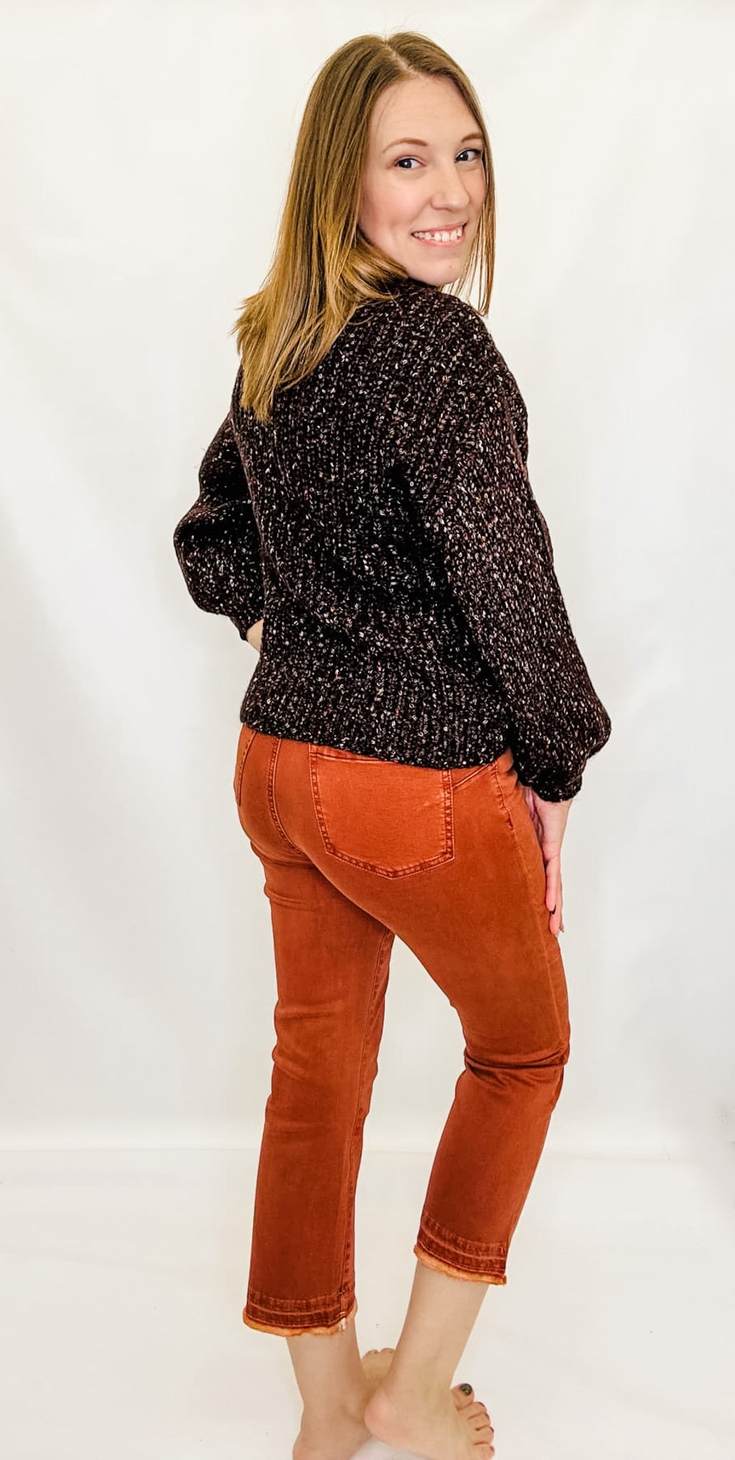 Tribal Coffee Bean Funnel Neck Sweater