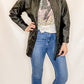 Black Quilted Faux Leather Jacket