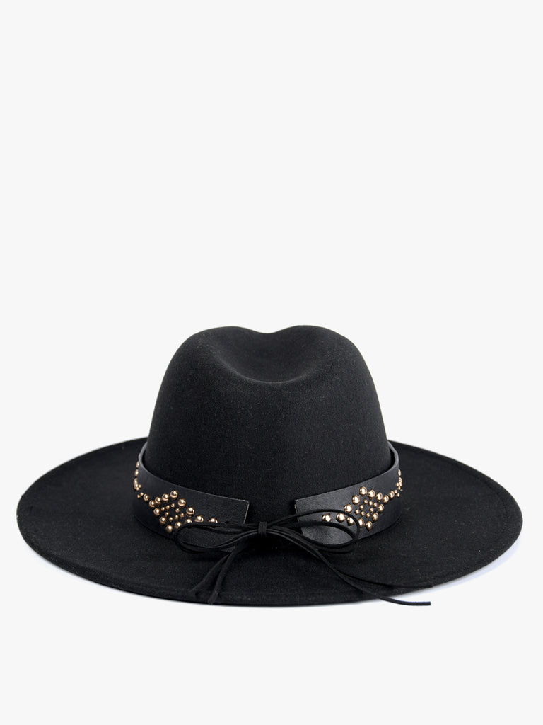 Jen & Co Glinda Grommet Trim Wide Brim Fedora