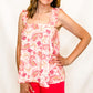 Pink Paisley Smocked Shoulder Tank