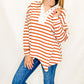 Cream & Rust Stripes Top with Collar