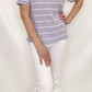 Lavender Waffle-Knit Striped Short Sleeve