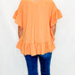 Cantaloupe Orange Side Ruffle Short Sleeve