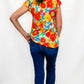 Blue, Red & Yellow Floral Flutter Short Sleeve