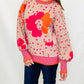 Beige, Hot Pink & Orange Flower Sweater