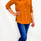 Multiples Dark Gold Button Up Blouse