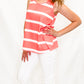 Coral & White Striped Tank Top