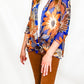 Multiples Blue & Rust Floral Open Jacket