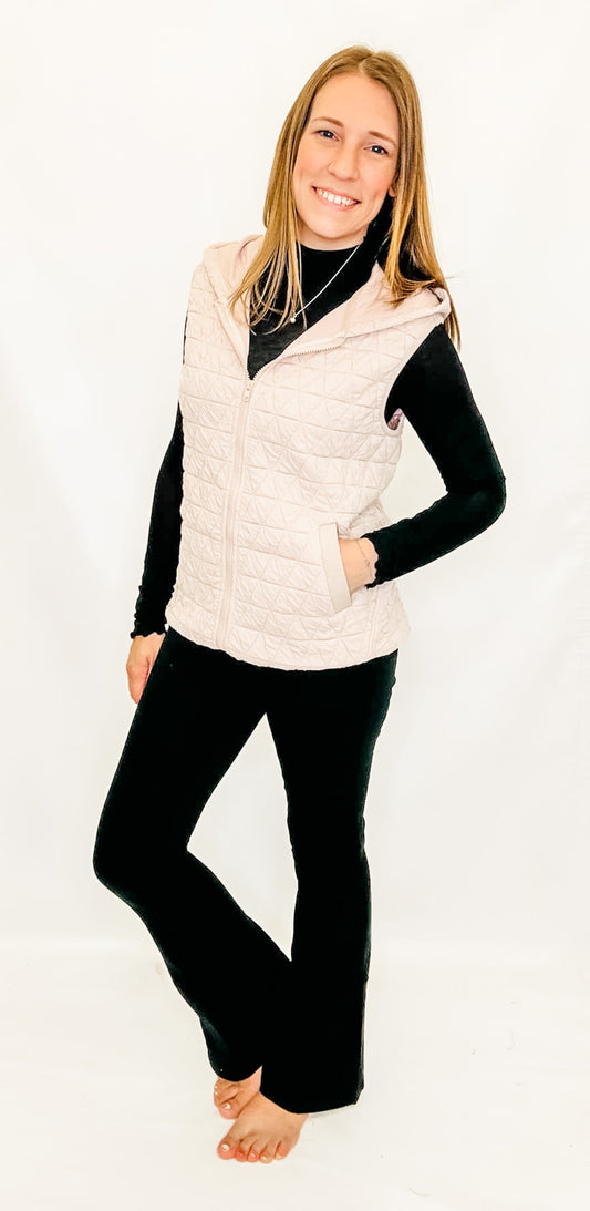 Ivory Quilted Vest with Hood