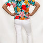 Teal & Orange Floral Print Short Sleeve