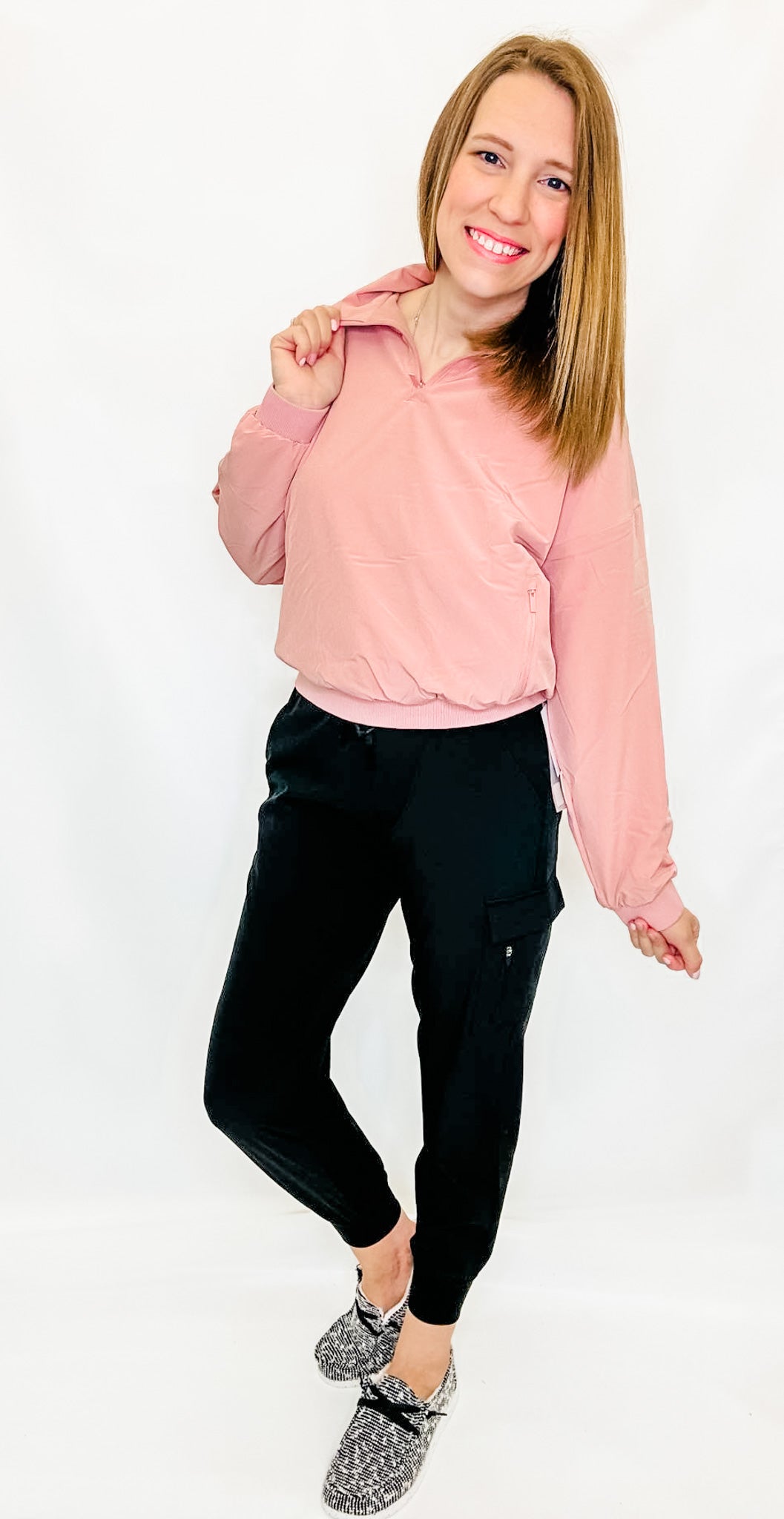 Dusty Pink Quarter Zip Jacket