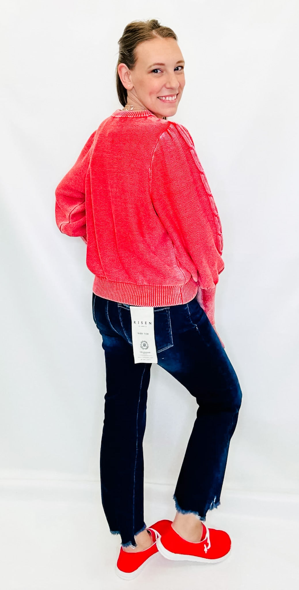 Boho Red Mineral Washed Sweater